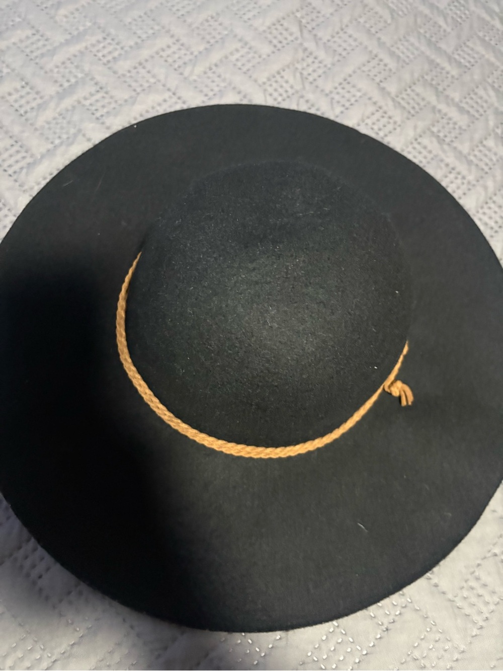 Women’s Black Wide Brim Hat with Tan Rope Accent